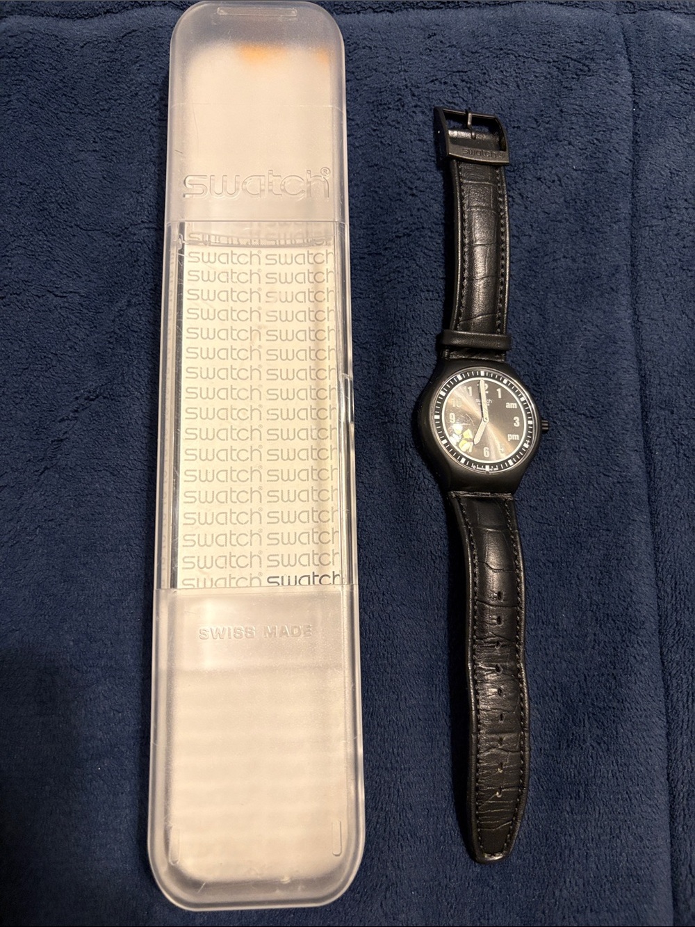Swatch Black Dial with Black Strap Watch